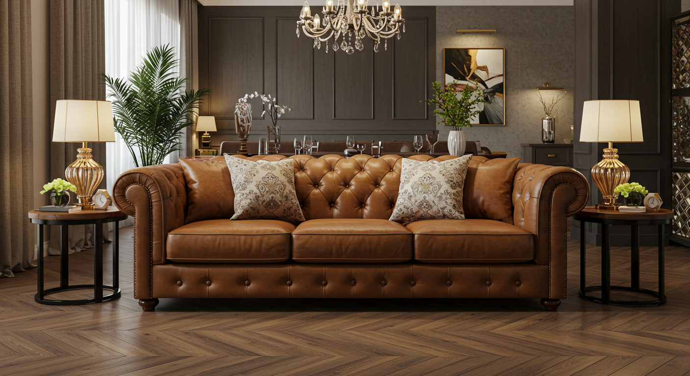 Luxury leather sofa restoration in Delhi NCR