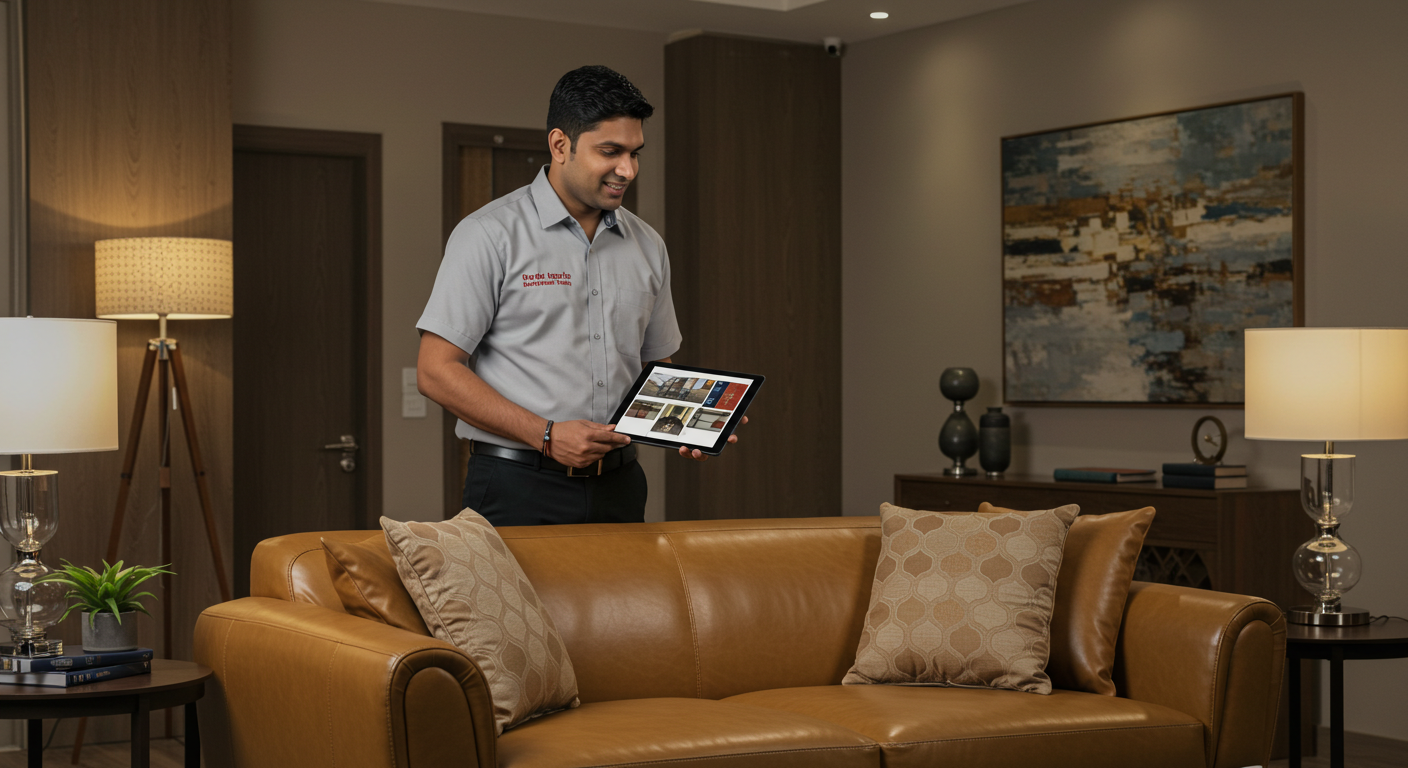 Leather sofa repair consultation on Golf Course Road Gurgaon